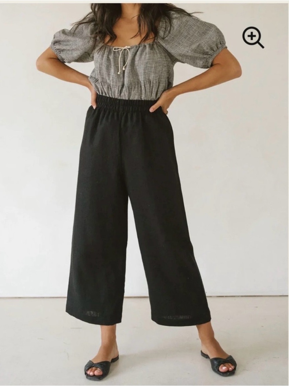 Harlyjae black linen wide leg pant